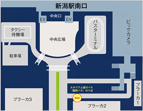 シヤトルバス乗り場案内図(新潟駅発)